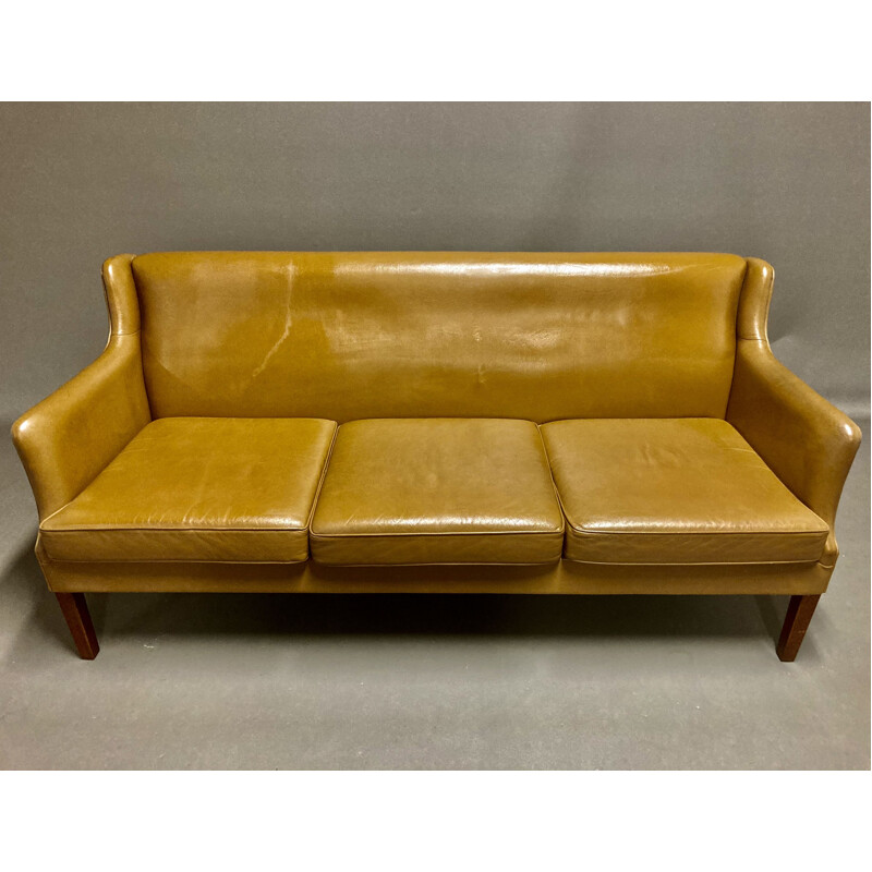 Scandinavian design mid century leather sofa, 1950s