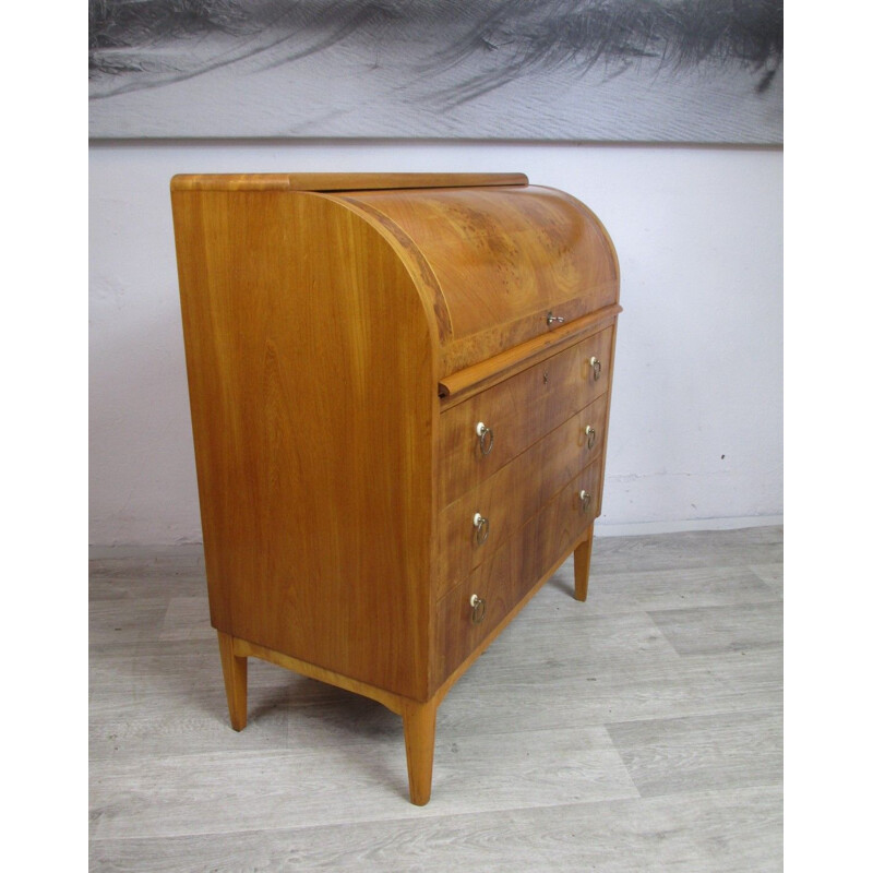 Bureau de secrétaire vintage en placage de frêne, Suède 1960