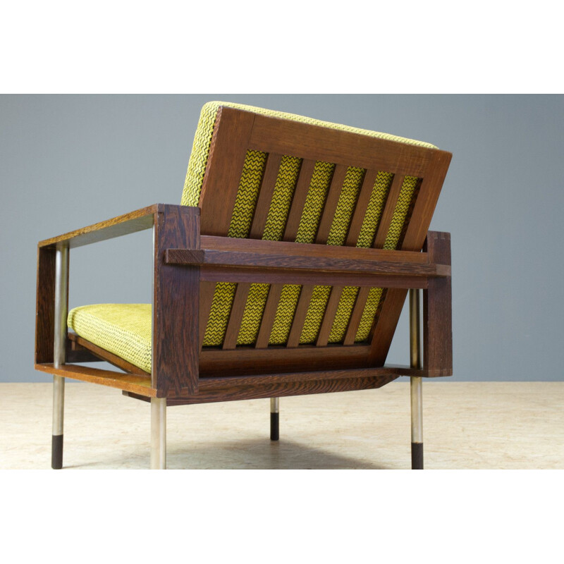 Mid century lounge chair in wenge and wool by Fristho, Dutch 1950s