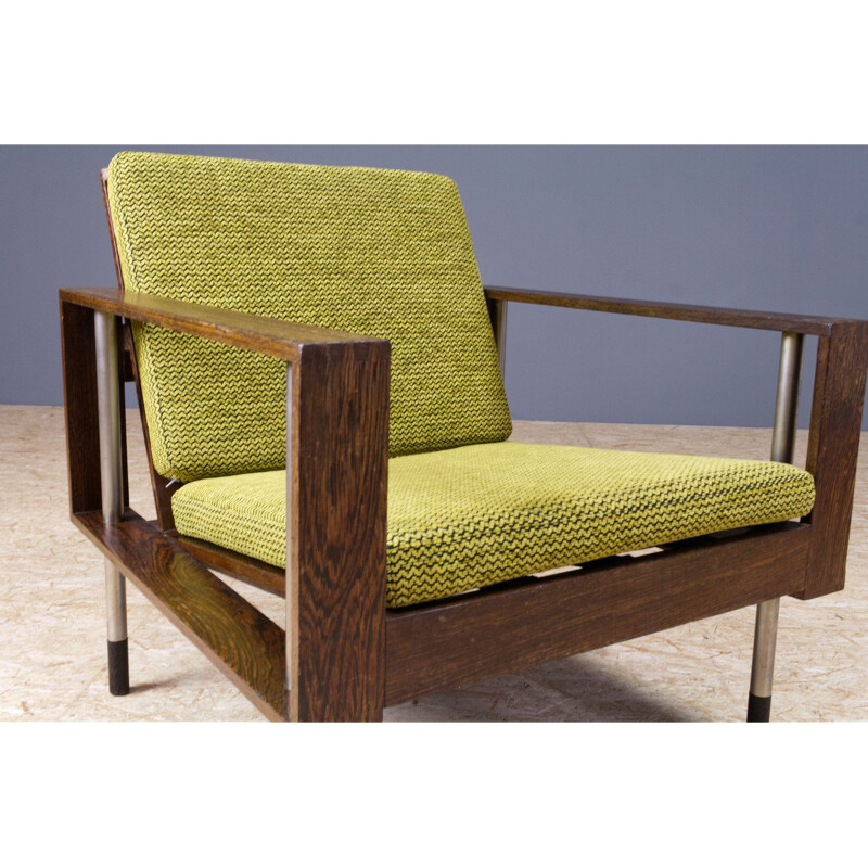 Mid century lounge chair in wenge and wool by Fristho, Dutch 1950s