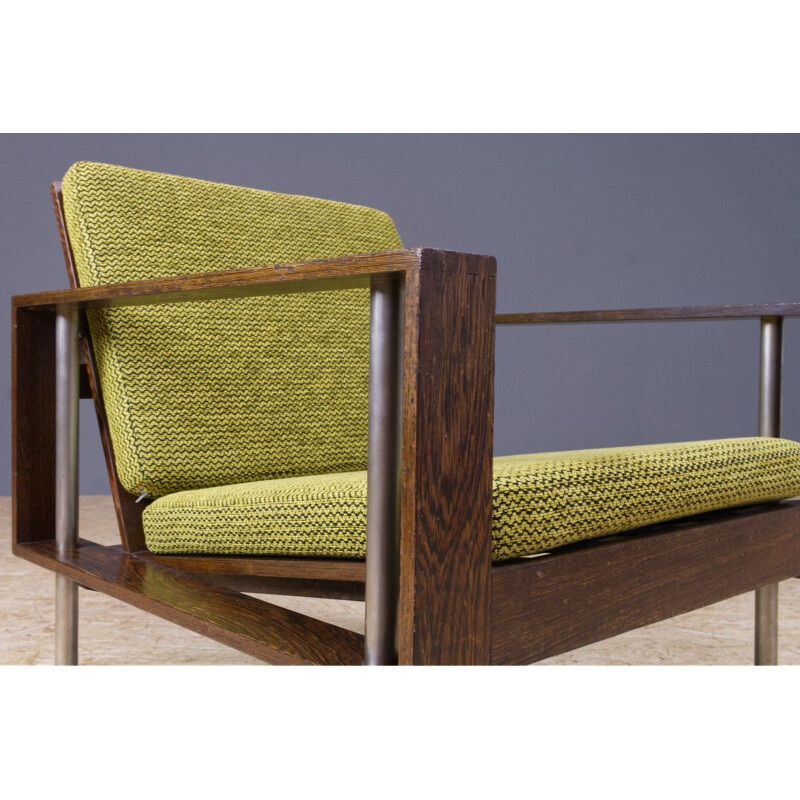 Mid century lounge chair in wenge and wool by Fristho, Dutch 1950s