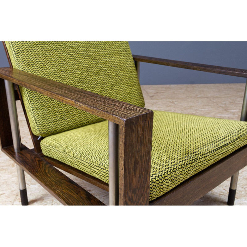 Mid century lounge chair in wenge and wool by Fristho, Dutch 1950s