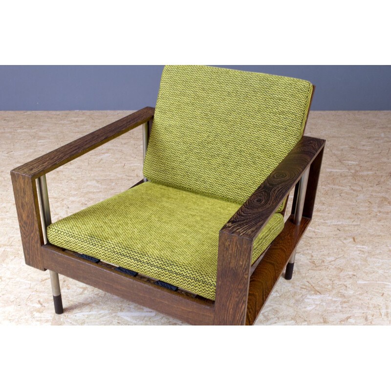 Mid century lounge chair in wenge and wool by Fristho, Dutch 1950s