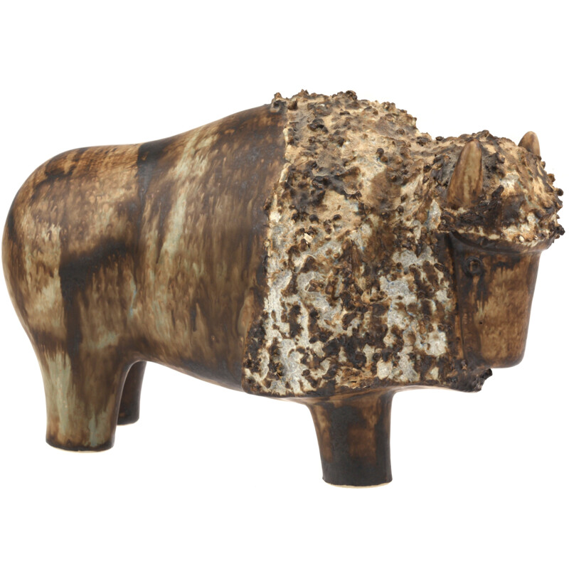 Ego Stengods bison in brown ceramic, Heinz SCHLICHTING - 1960s