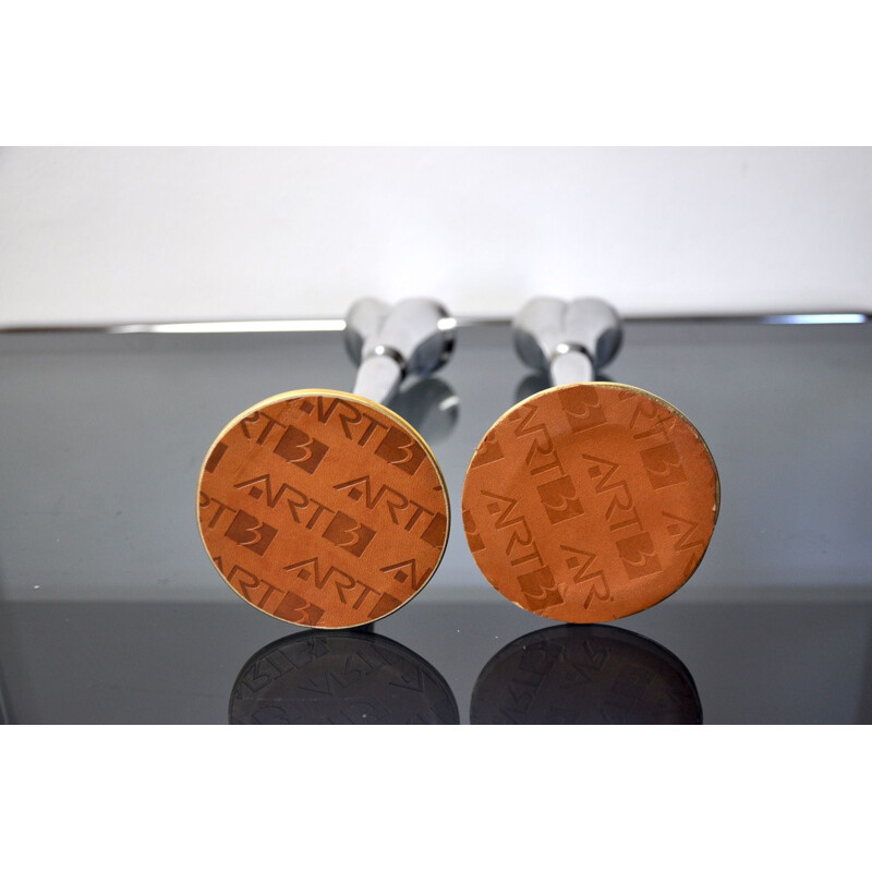 Pair of vintage brutalist candle holders by Art3 spain, Spain 1970