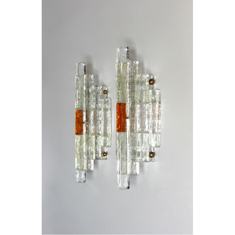 Pair of vintage wall lamps Ambrosia by Albano Poli for Poliarte, Italy 1960s