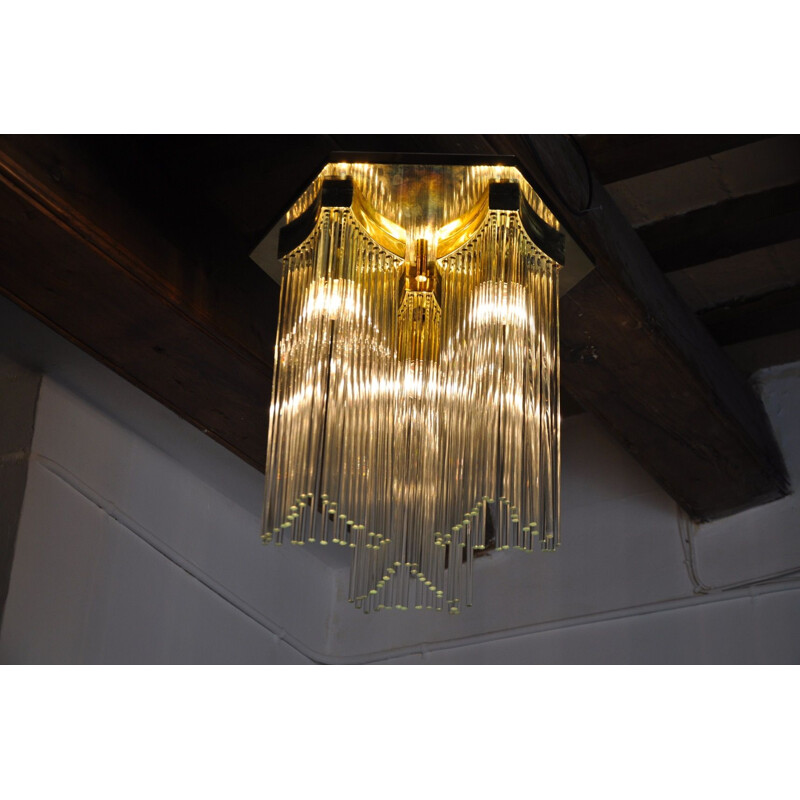 Vintage gilded metal ceiling light by Gaetano Sciolari for Lightolier, Italy 1970