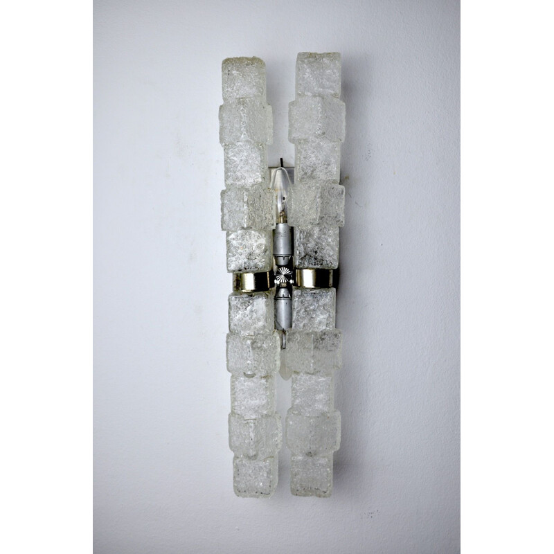 Vintage murano wall lamp in the shape of frosted icicles, Italy 1970