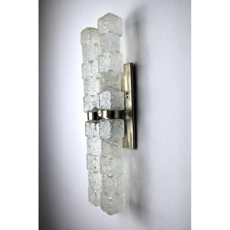 Vintage murano wall lamp in the shape of frosted icicles, Italy 1970