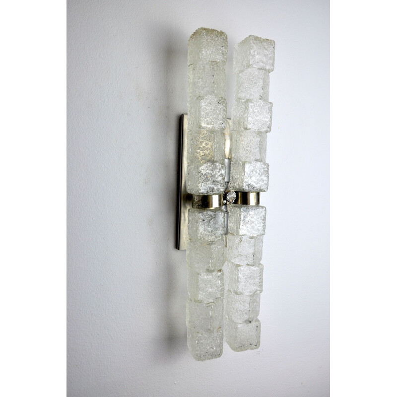 Vintage murano wall lamp in the shape of frosted icicles, Italy 1970