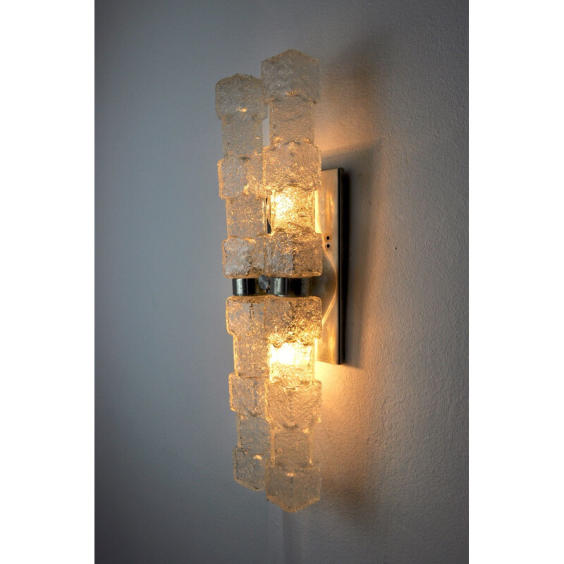 Vintage murano wall lamp in the shape of frosted icicles, Italy 1970