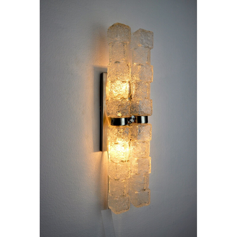 Vintage murano wall lamp in the shape of frosted icicles, Italy 1970
