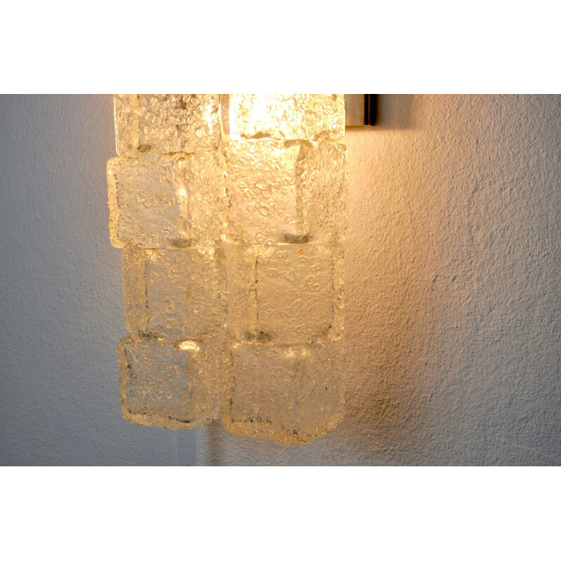 Vintage murano wall lamp in the shape of frosted icicles, Italy 1970