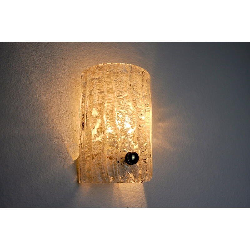 Vintage Murano frosted wall lamp, Italy 1970s