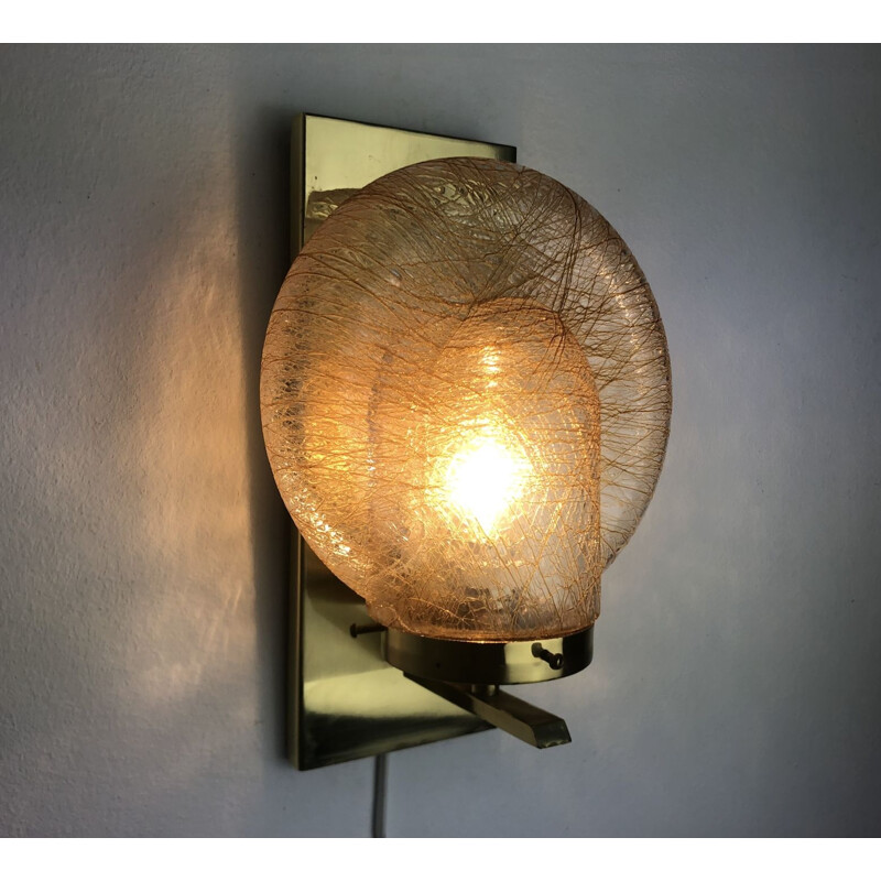 Bolvormige wandlamp van Murano glas en verguld metaal, Italië 1970