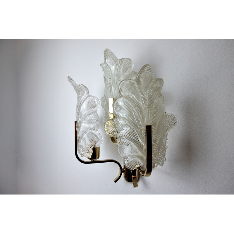 Vintage 3 arm metalen en glazen wandlamp door Carl Fagerlund voor lyfa, Oostenrijk 1970