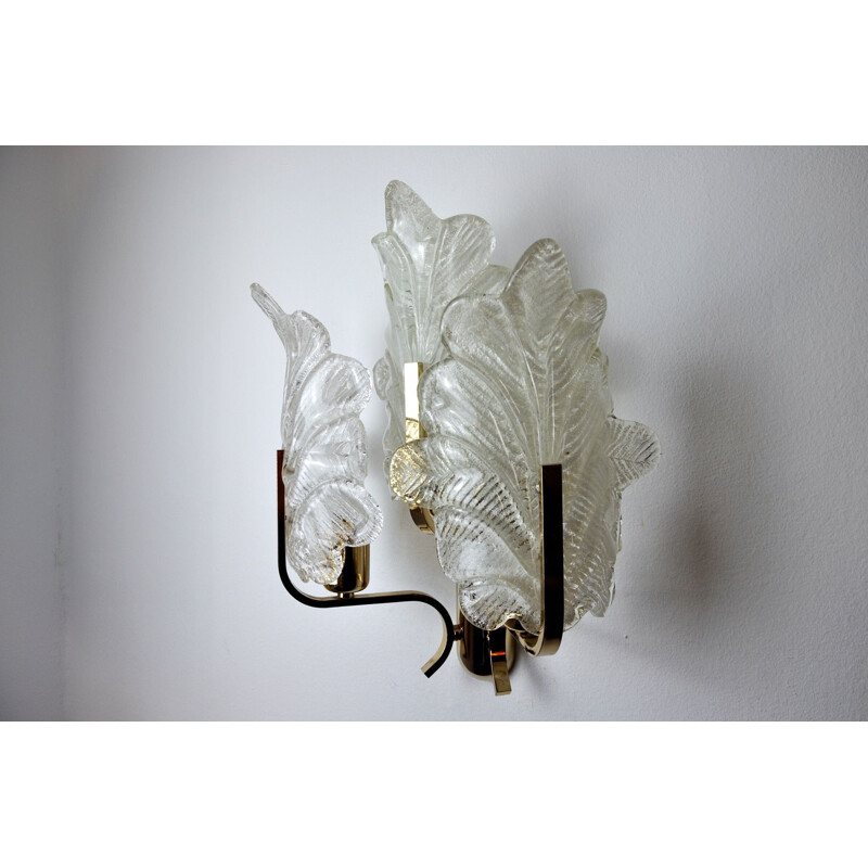 Vintage 3 arms metal and glass wall lamp by Carl Fagerlund for lyfa, Austria 1970