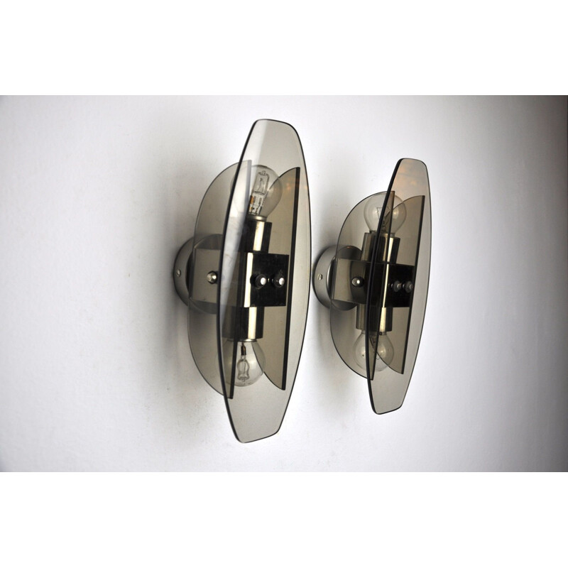 Pair of mid century Veca sconces in Murano glass, Italy 1970s