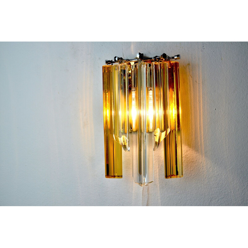 Mid century Venini two-tone wall lamp, Italy 1970s