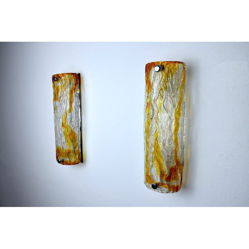 Pair of mid century two-tone sconces by Mazzega Murano, Italy 1970