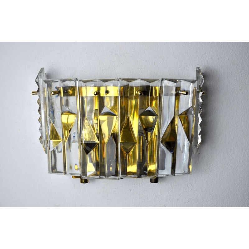 Vintage kinkeldey wall lamp with 6 crystals, Germany 1970