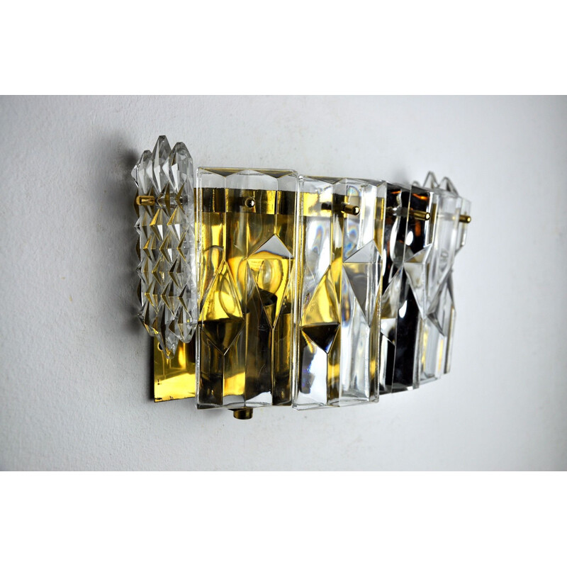 Vintage kinkeldey wall lamp with 6 crystals, Germany 1970