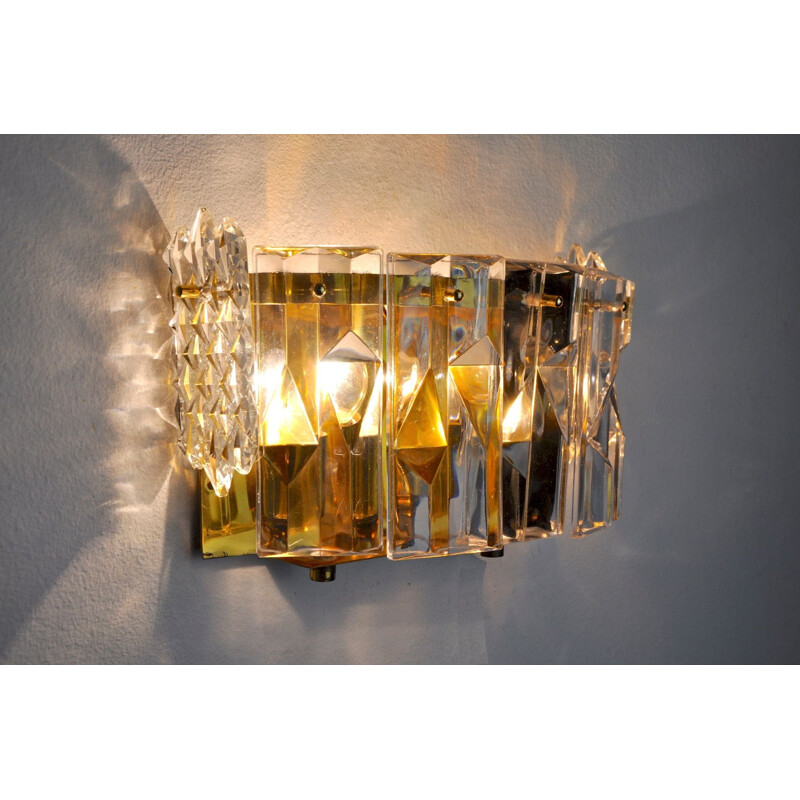 Vintage kinkeldey wall lamp with 6 crystals, Germany 1970