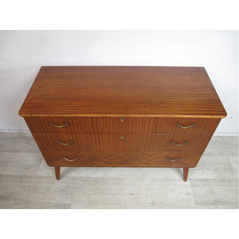 Mid century chest of drawers in mahogany veneerend with 3 drawers, 1960s