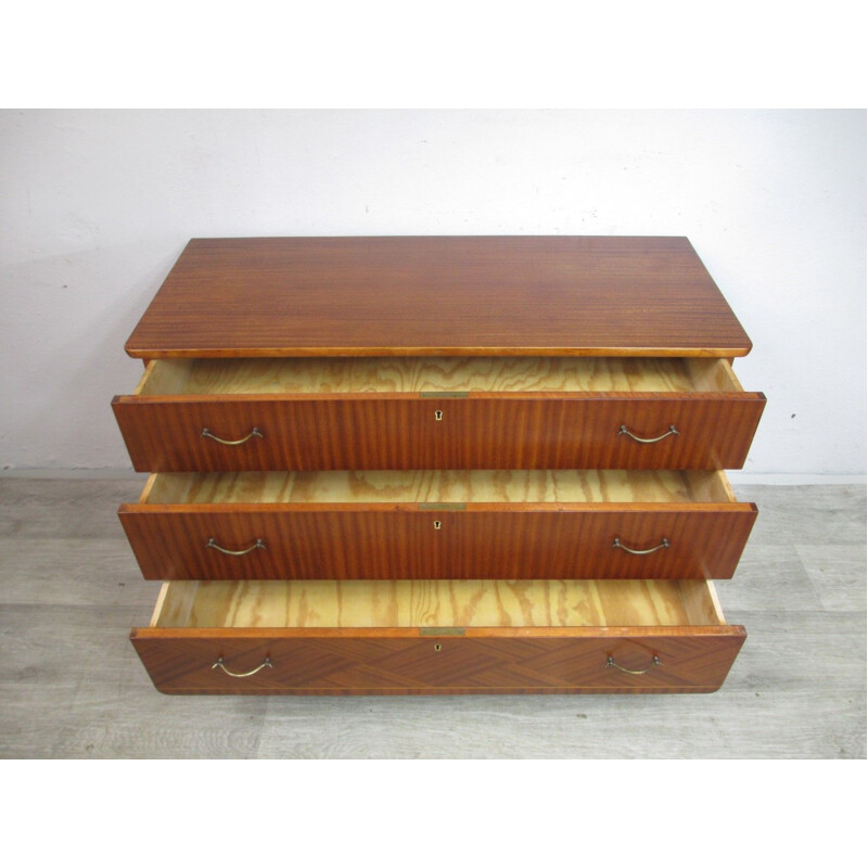 Mid century chest of drawers in mahogany veneerend with 3 drawers, 1960s