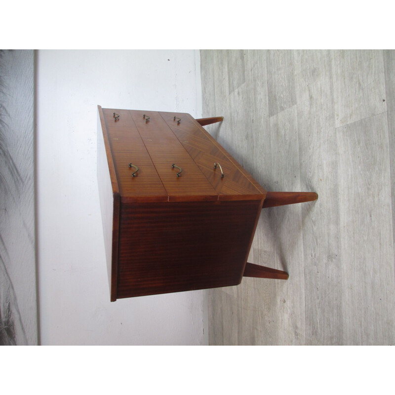 Mid century chest of drawers in mahogany veneerend with 3 drawers, 1960s