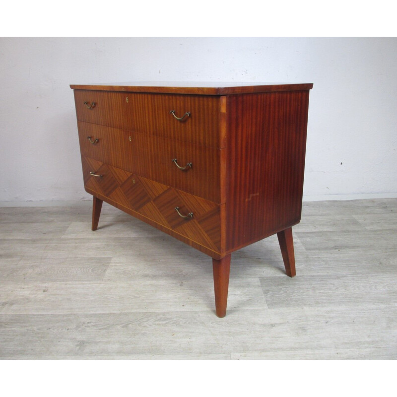 Mid century chest of drawers in mahogany veneerend with 3 drawers, 1960s