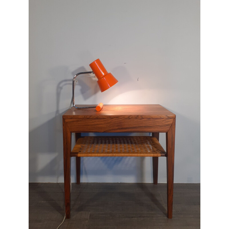 Vintage rosewood bedside table Severin Hansen by Haslev, Denmark 1950s