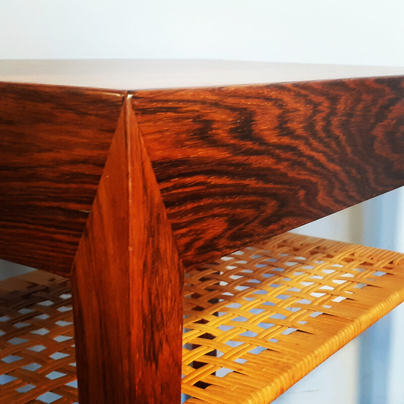 Vintage rosewood bedside table Severin Hansen by Haslev, Denmark 1950s