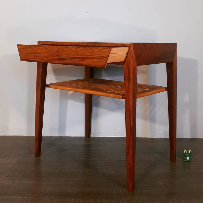 Vintage rosewood bedside table Severin Hansen by Haslev, Denmark 1950s