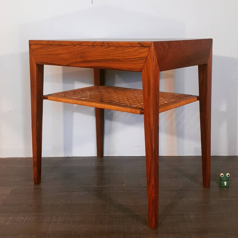 Vintage rosewood bedside table Severin Hansen by Haslev, Denmark 1950s