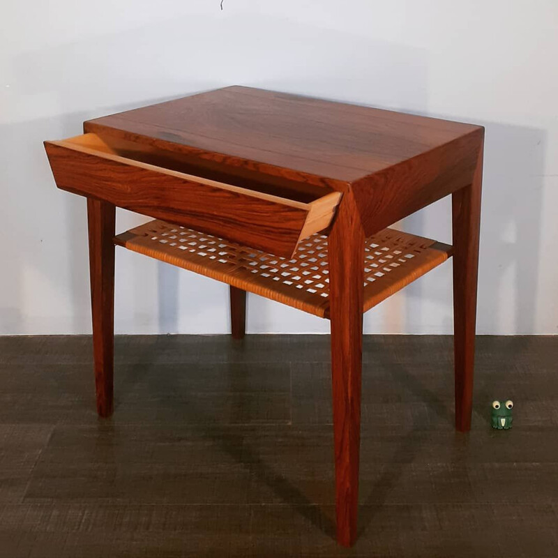 Vintage rosewood bedside table Severin Hansen by Haslev, Denmark 1950s