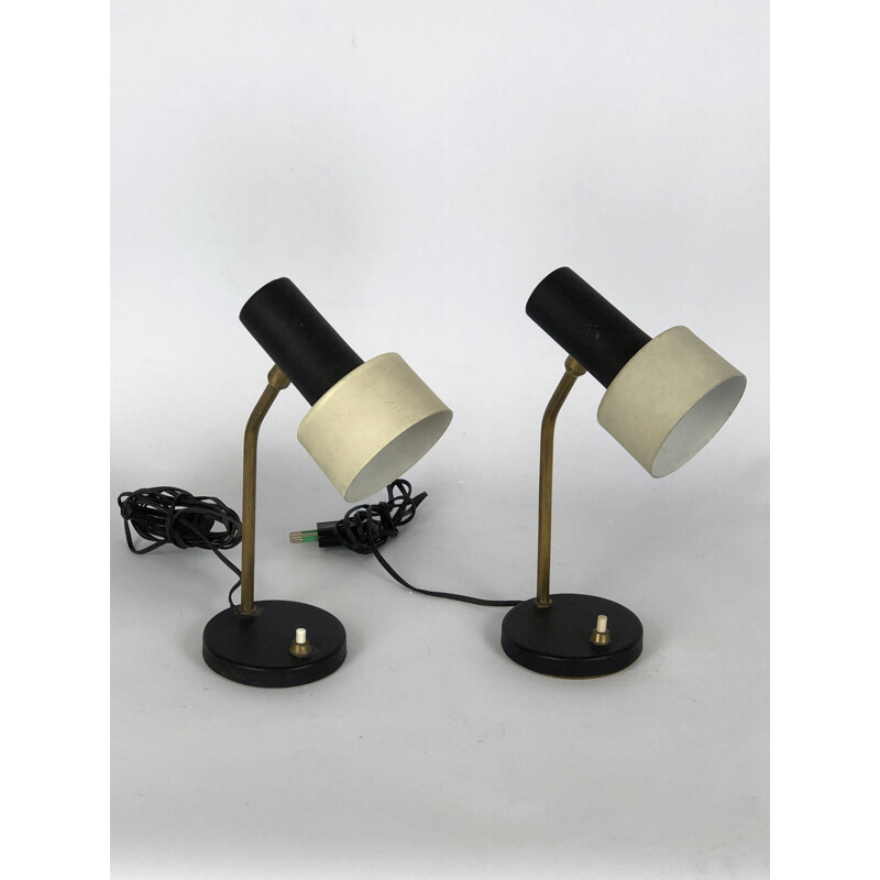 Paire de lampes de table vintage à cône réglable, Italie
