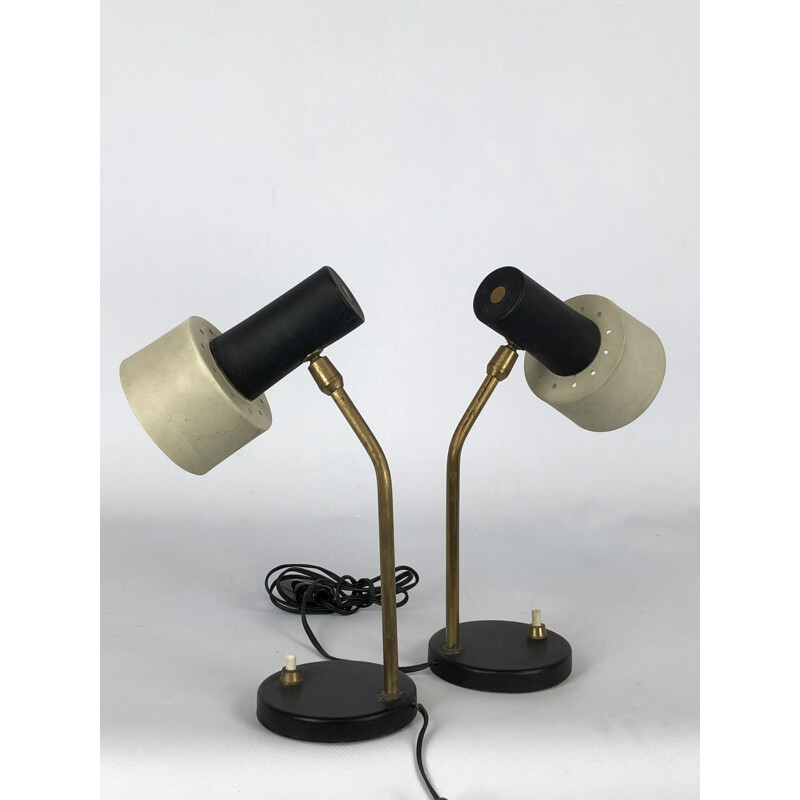 Pair of vintage lamps with adjustable cone, Italy