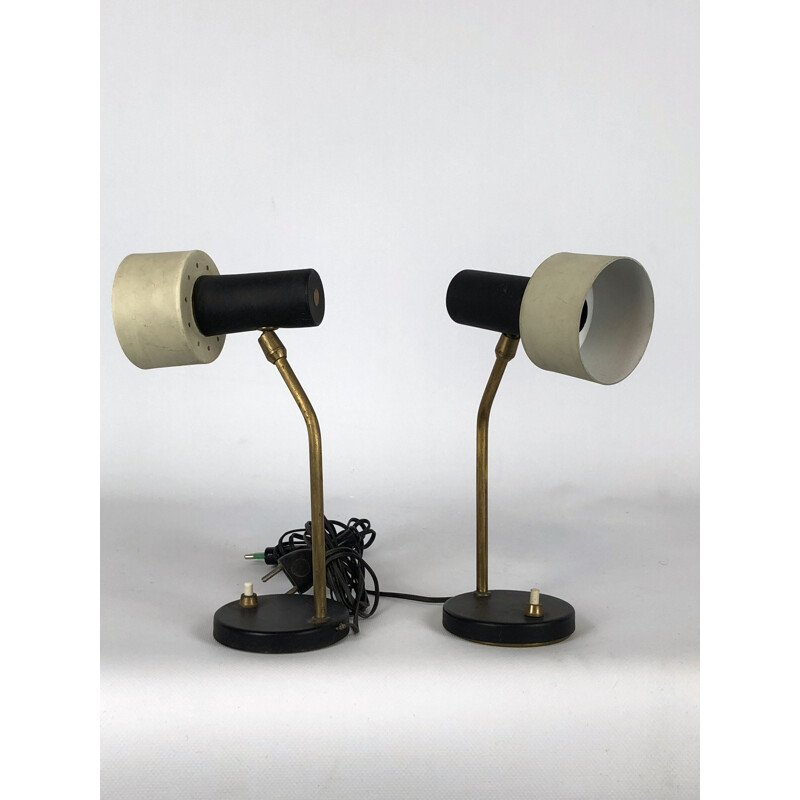 Ein Paar Vintage-Tischlampen mit verstellbarem Kegel, Italien