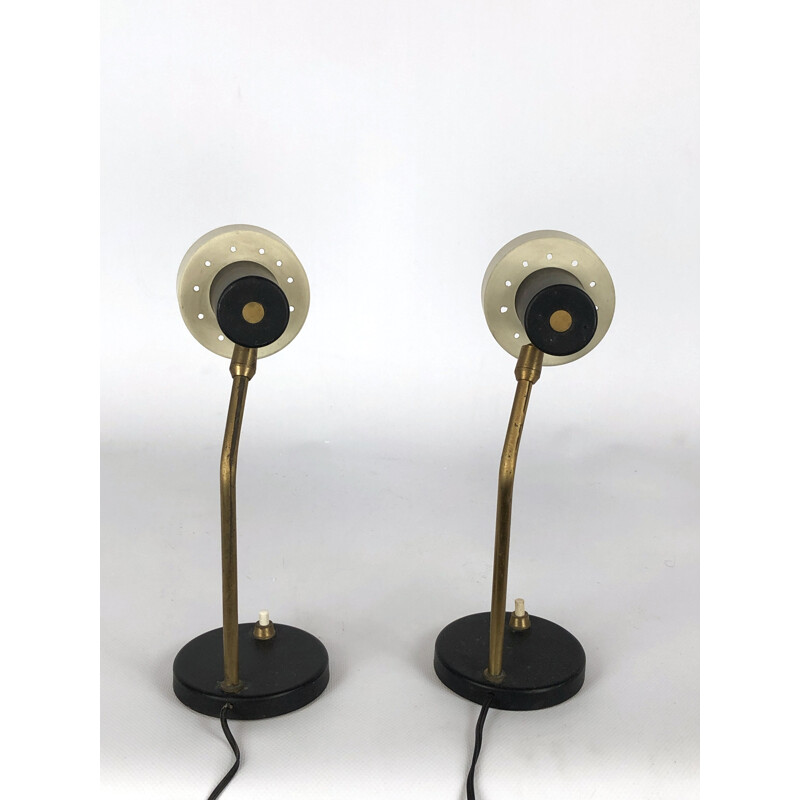 Ein Paar Vintage-Tischlampen mit verstellbarem Kegel, Italien