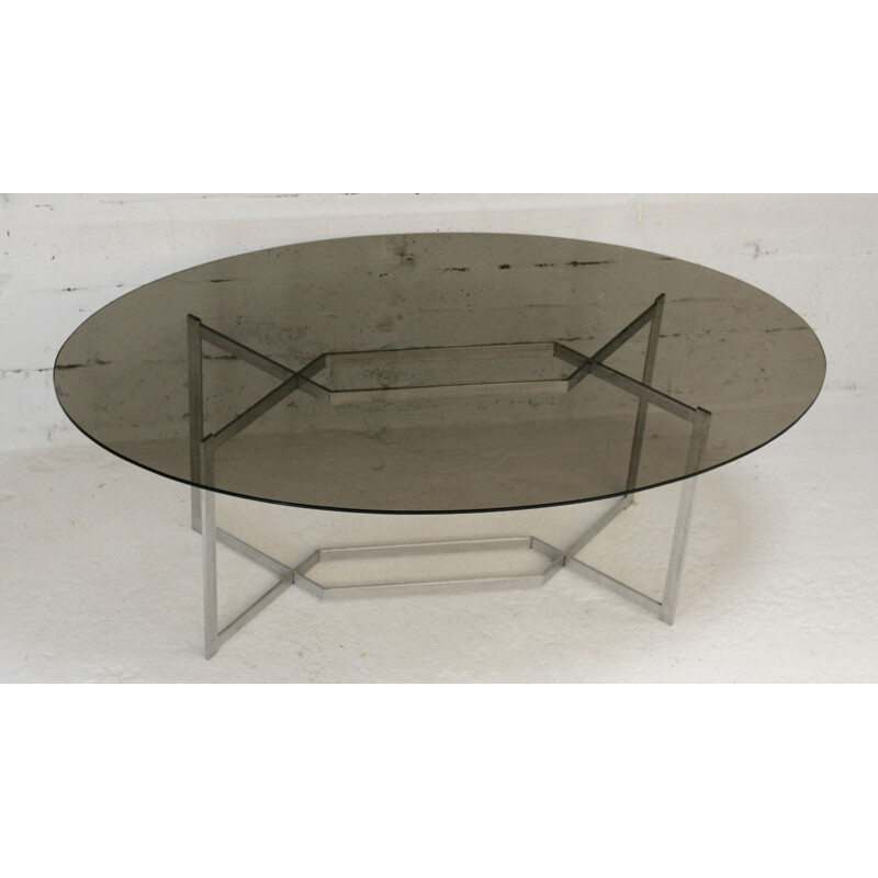 DOM vintage table in brushed aluminium by Paul Legard, France circa 1970s