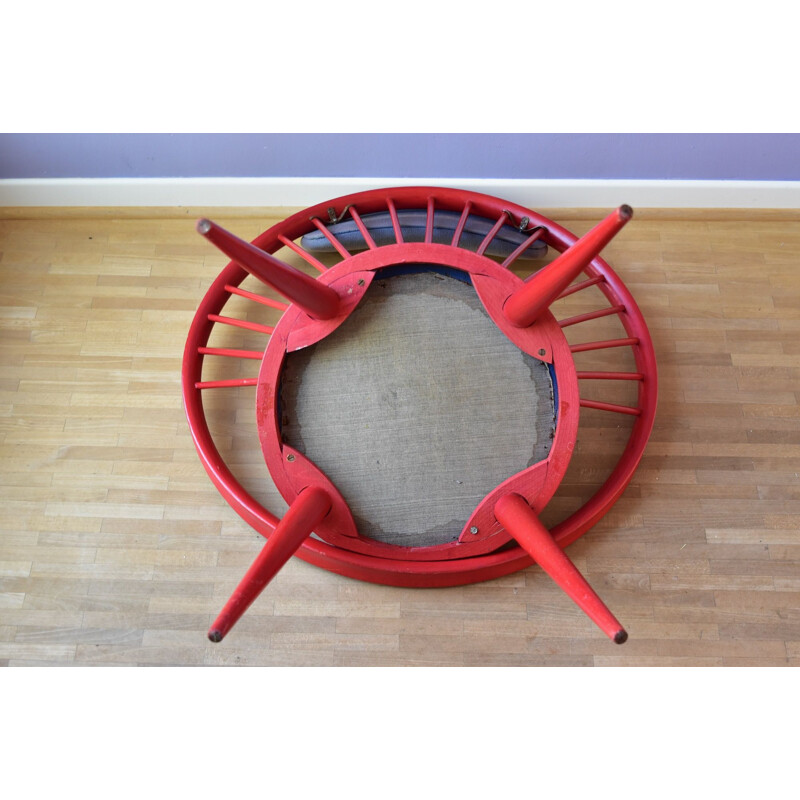 Mid century red circle chair by Yngve Ekström for Swedese, Sweden 1960s