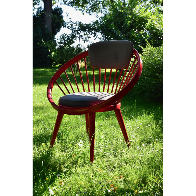 Mid century red circle chair by Yngve Ekström for Swedese, Sweden 1960s