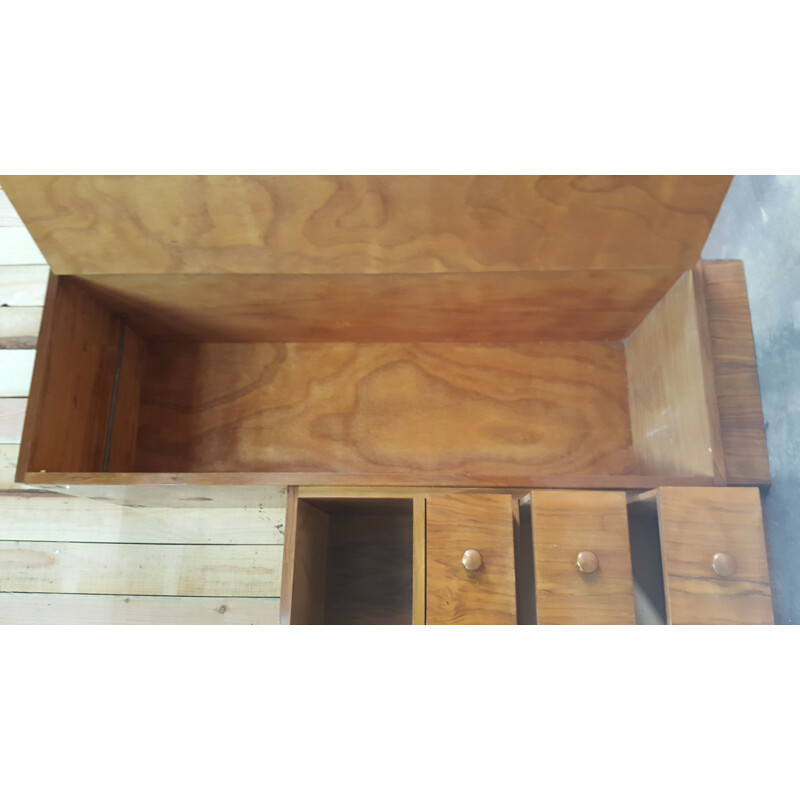 Vintage Art Deco walnut veneer storage cabinet