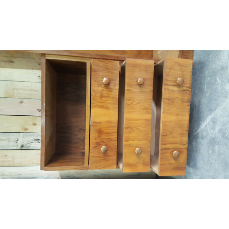 Vintage Art Deco walnut veneer storage cabinet