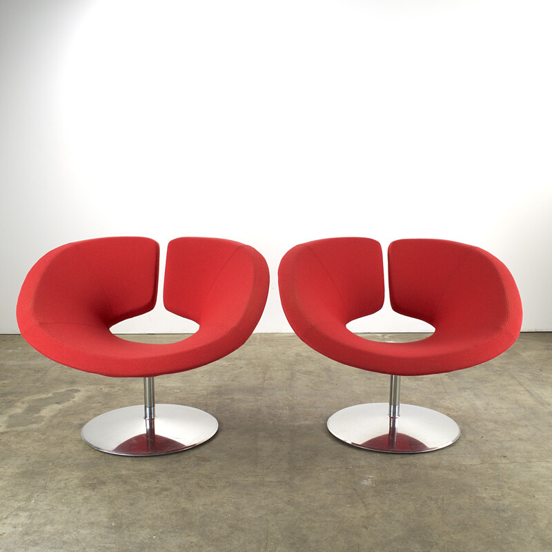 Pair of red "Apollo" armchairs, Patrick NORGUET - 1990s