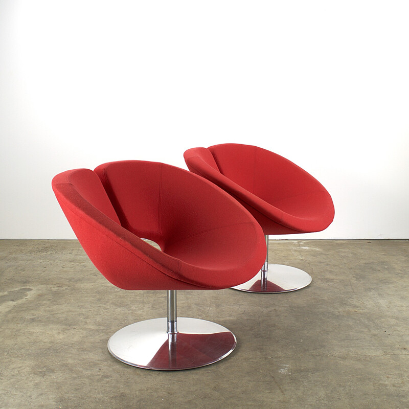 Pair of red "Apollo" armchairs, Patrick NORGUET - 1990s