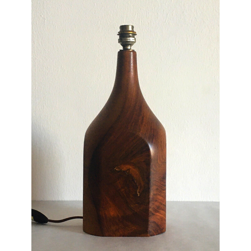 Lampe vintage en bois d'olivier 1970