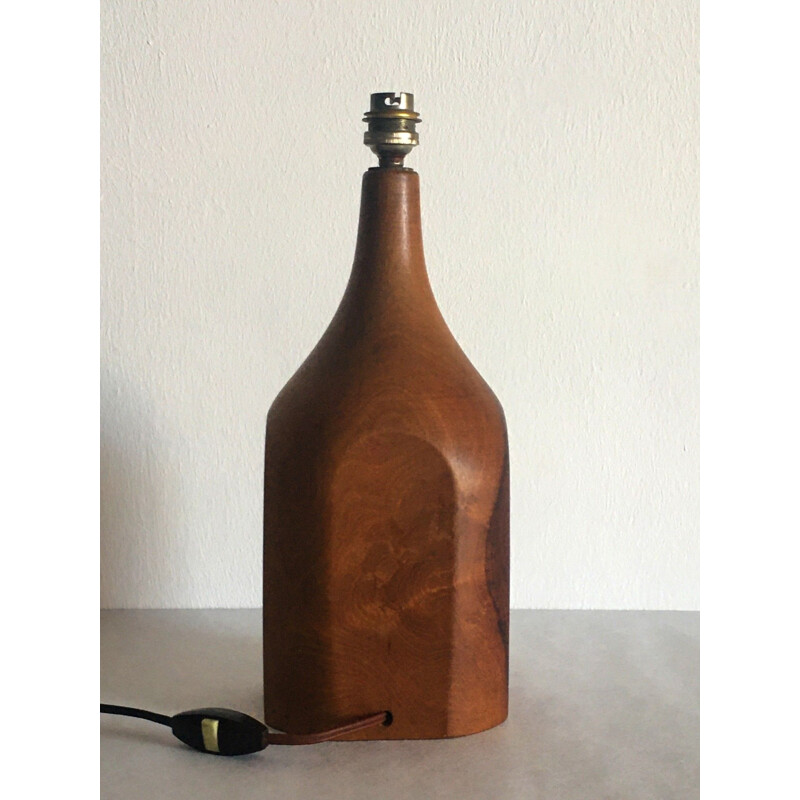 Vintage olive wood lamp 1970