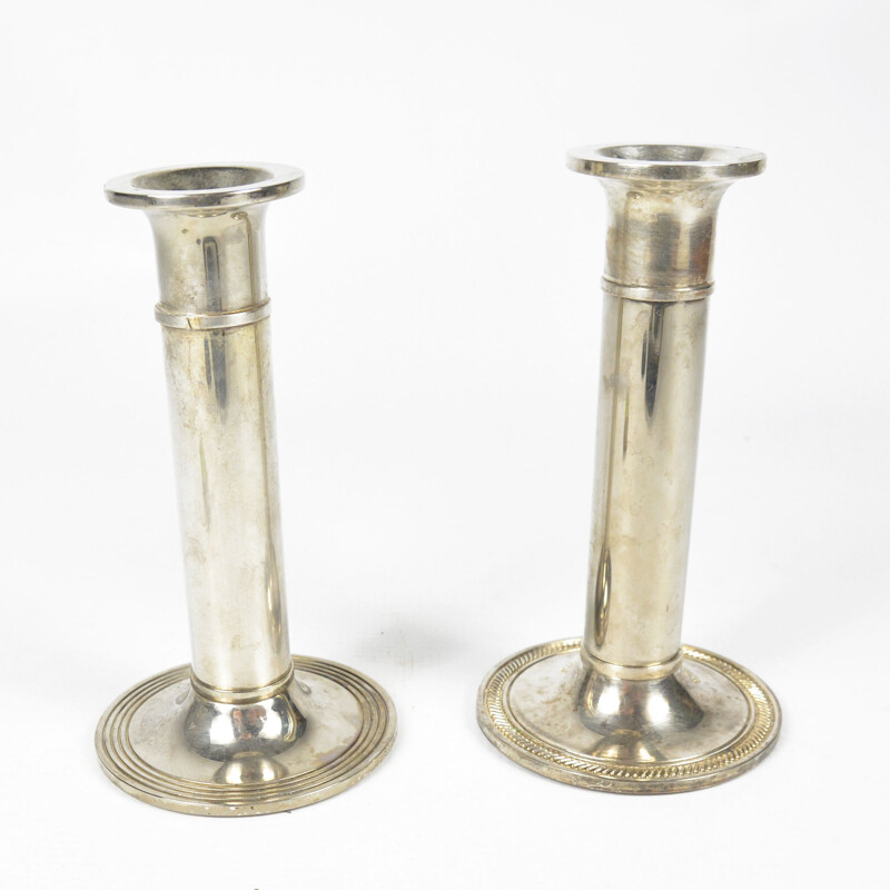 Pair of vintage classicist candle holders, France 1970